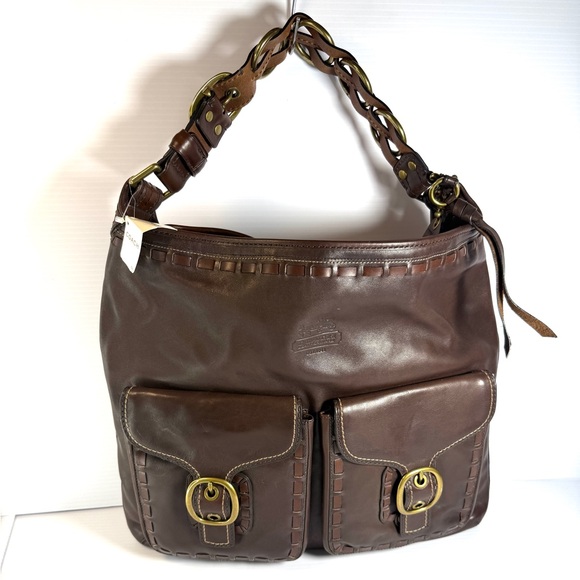 COACH Ltd Ed Bleecker Elisa Laced Leather XL Slim Duffle Hobo Bag Purse Satchel - Picture 1 of 16